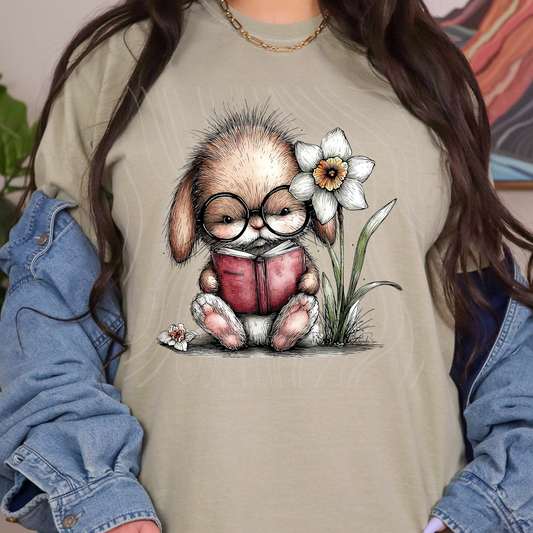 Whimsical Bunny Reading Transfer