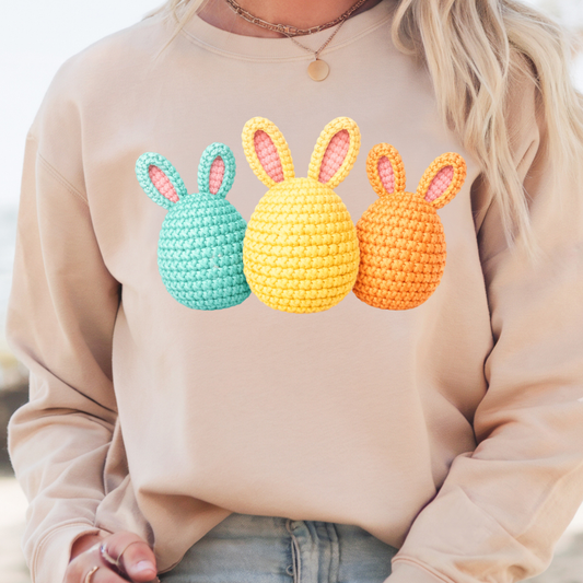 Bunny Ear Eggs Faux Yarn Transfer