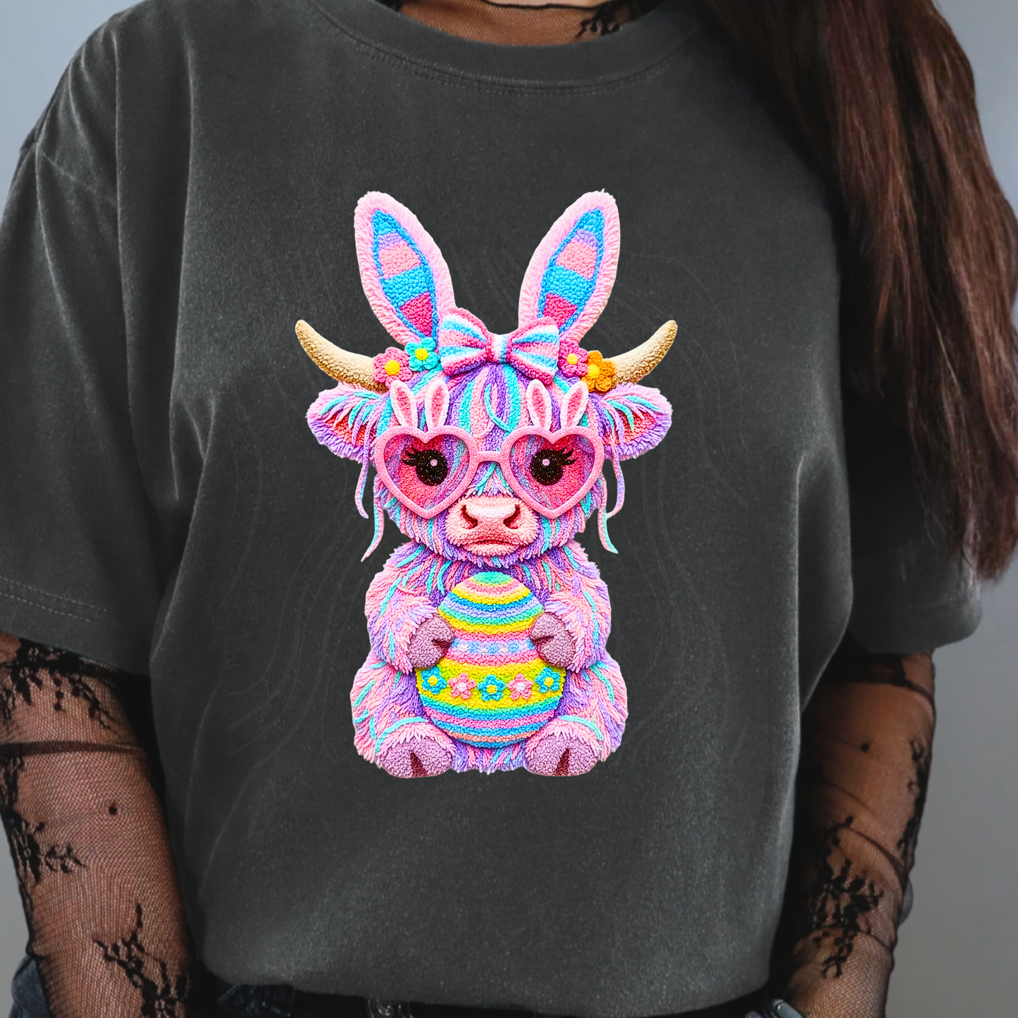 Neon Sunglasses Cow Transfer