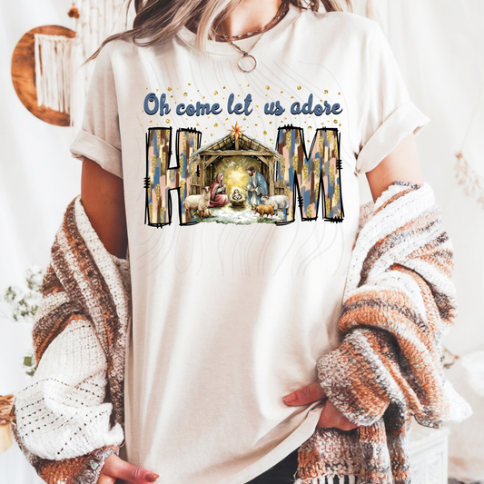 Oh Come Let Us Adore Him Nativity Brushstroke Transfer