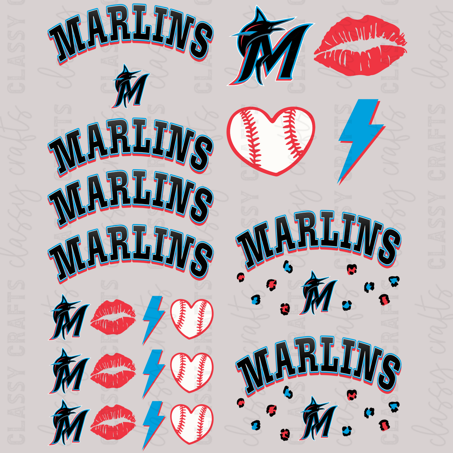 Marlins -  30x24 - MINI PREMADE GANG SHEET