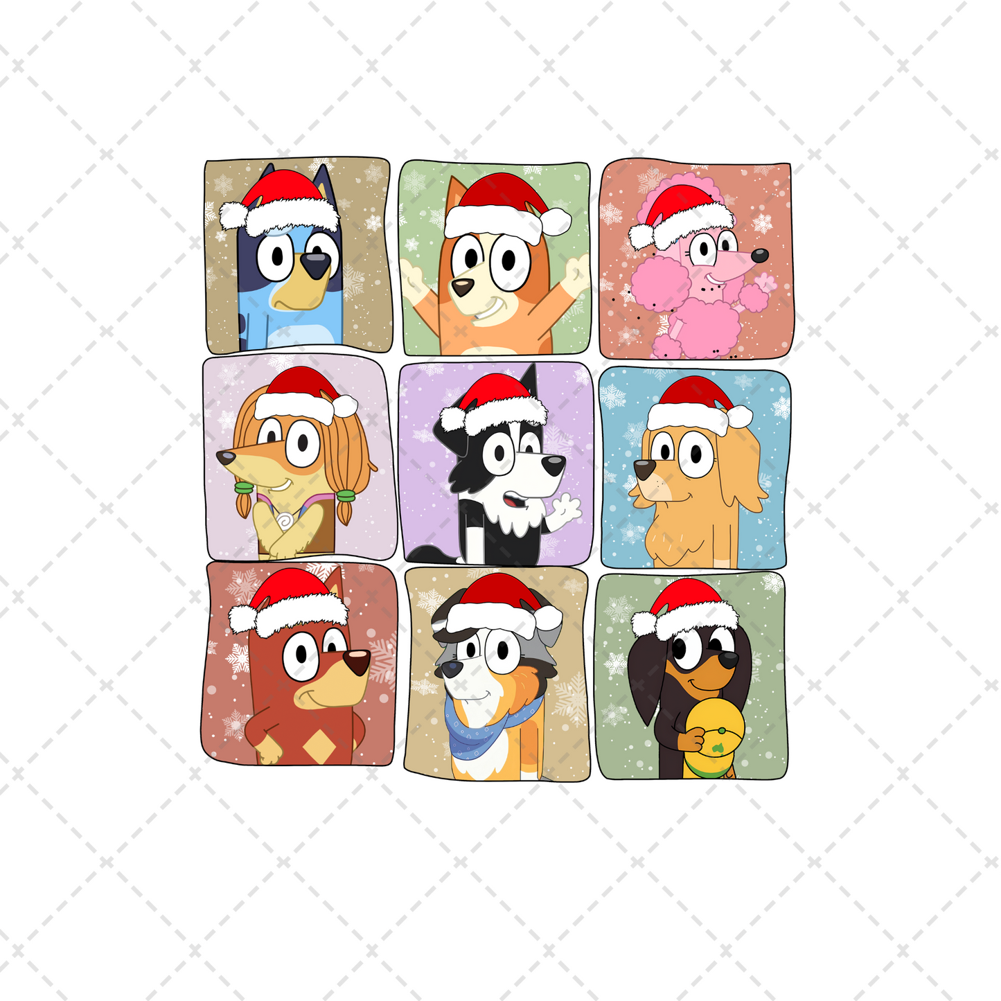 Blue Pup Christmas Squares Transfer