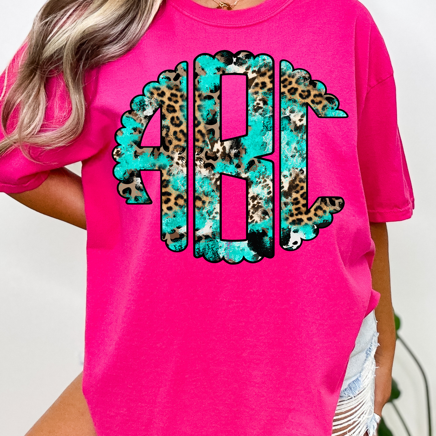 Cow Leopard Turquoise - Custom Monogram Transfer