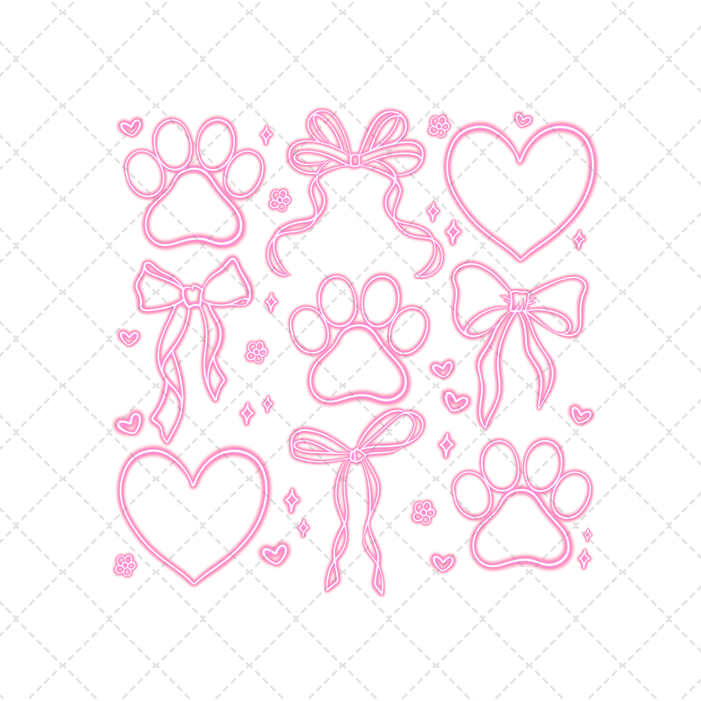 Valentine Dog Neon Transfer