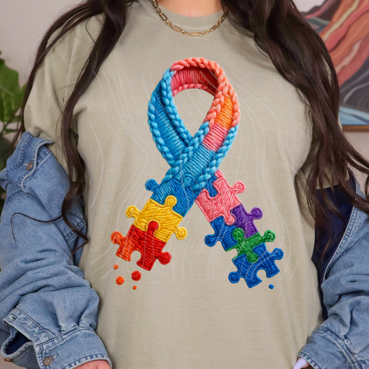 Autism Faux Yarn Ribbon Transfer