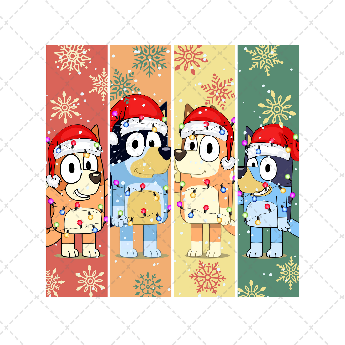 Blue Pup Christmas Stripes Transfer