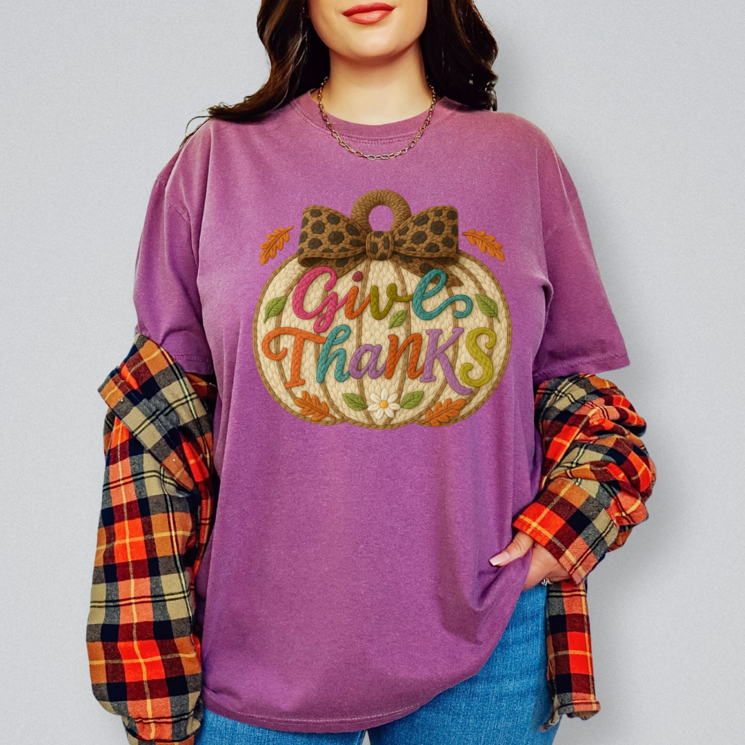 GIVE THANKS FAUX YARN PUMPKIN TRANSFER