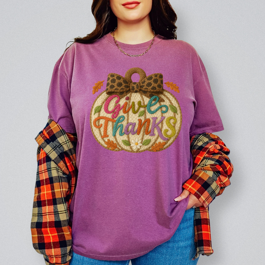 GIVE THANKS FAUX YARN PUMPKIN TRANSFER