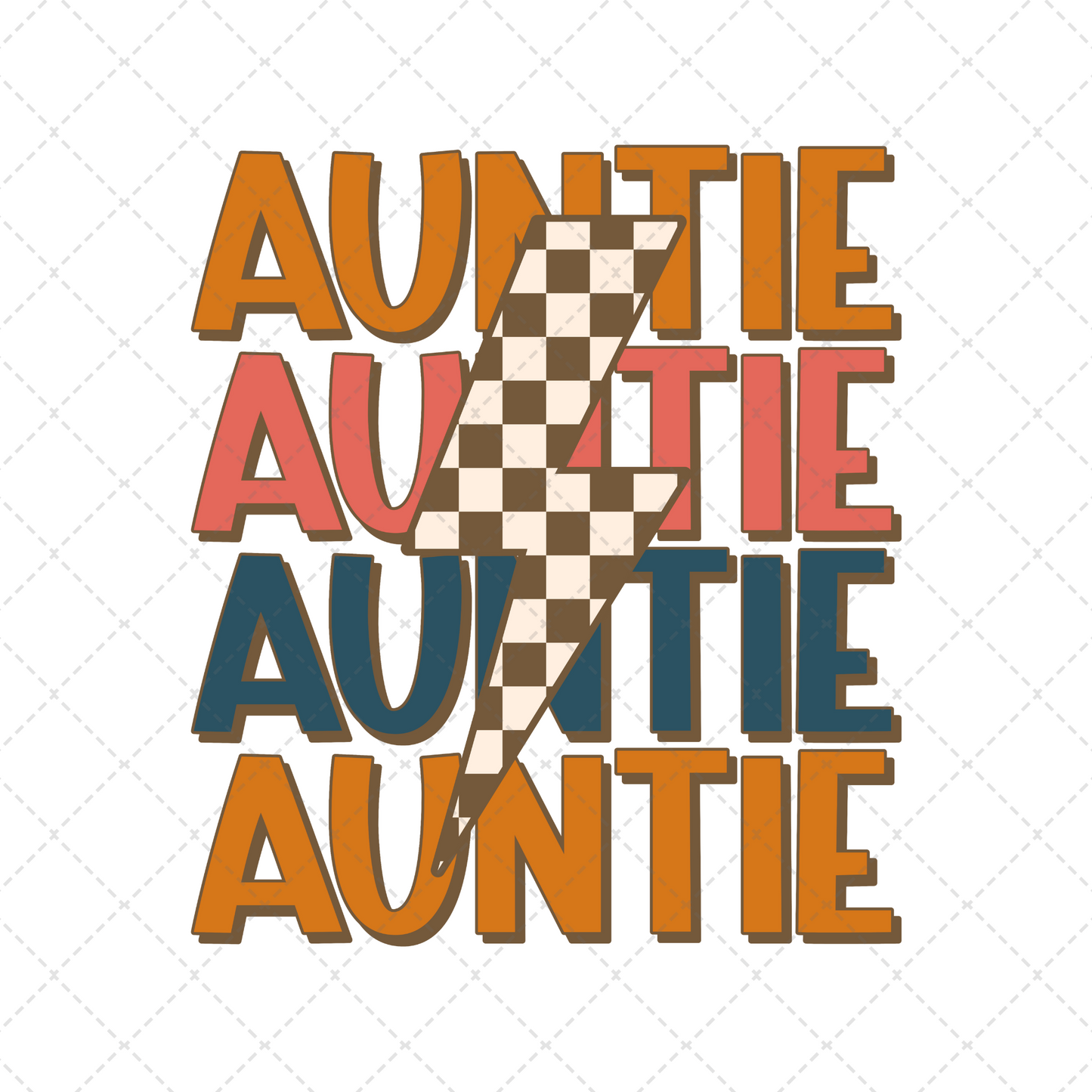 Auntie Checkered Bolt Transfer