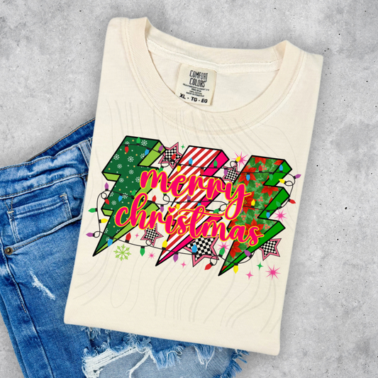 Lightening Bolt Merry Christmas Transfer