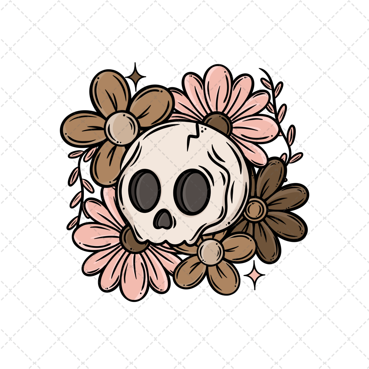 Floral Skull Transfer ** TWO PART* SOLD SEPARATELY**