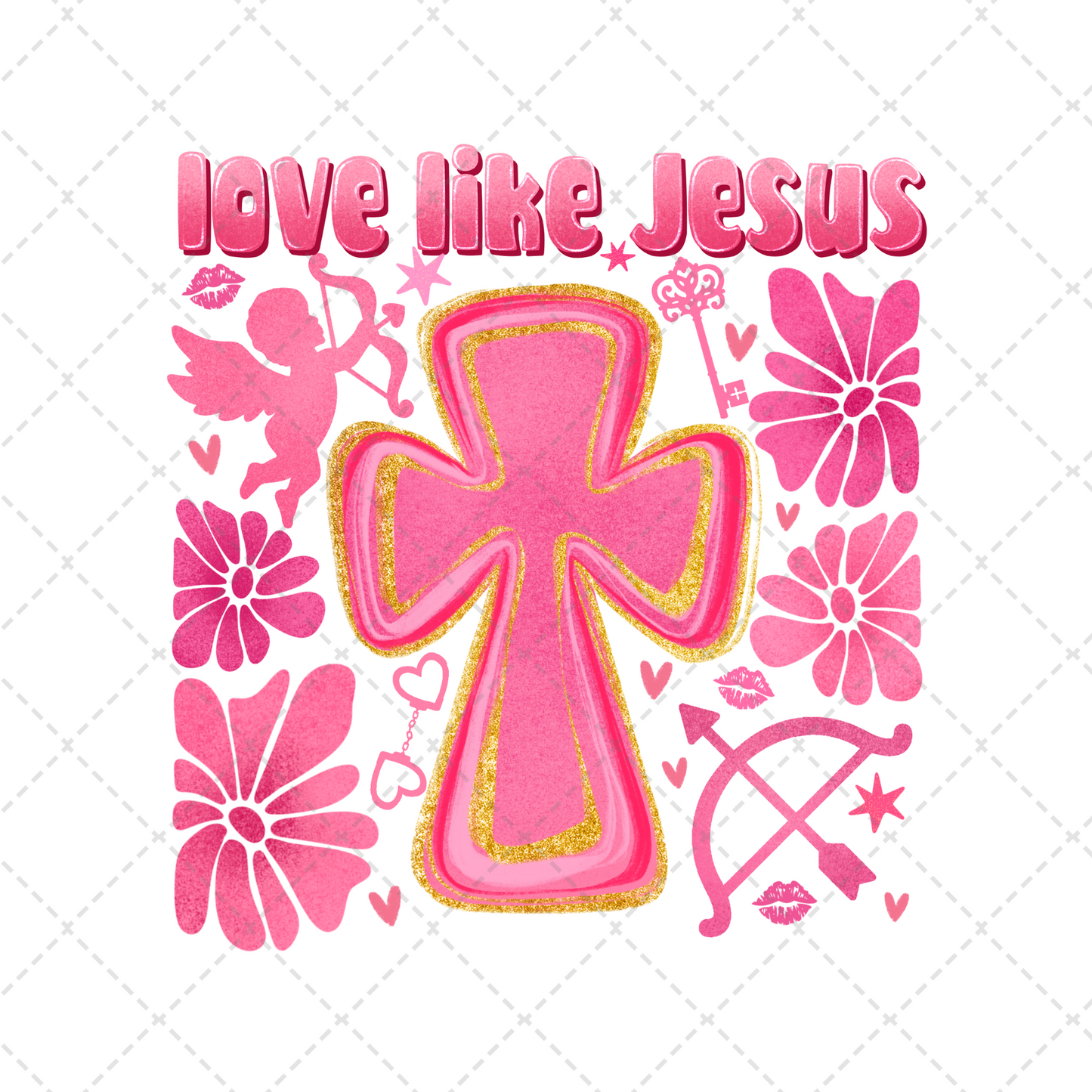 Love Like Jesus Boho Flower Transfer