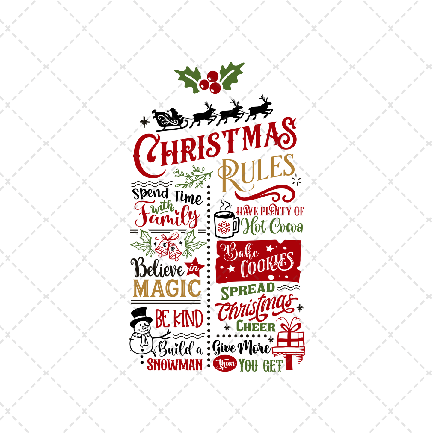 Christmas Rules Tea Towel Transfer