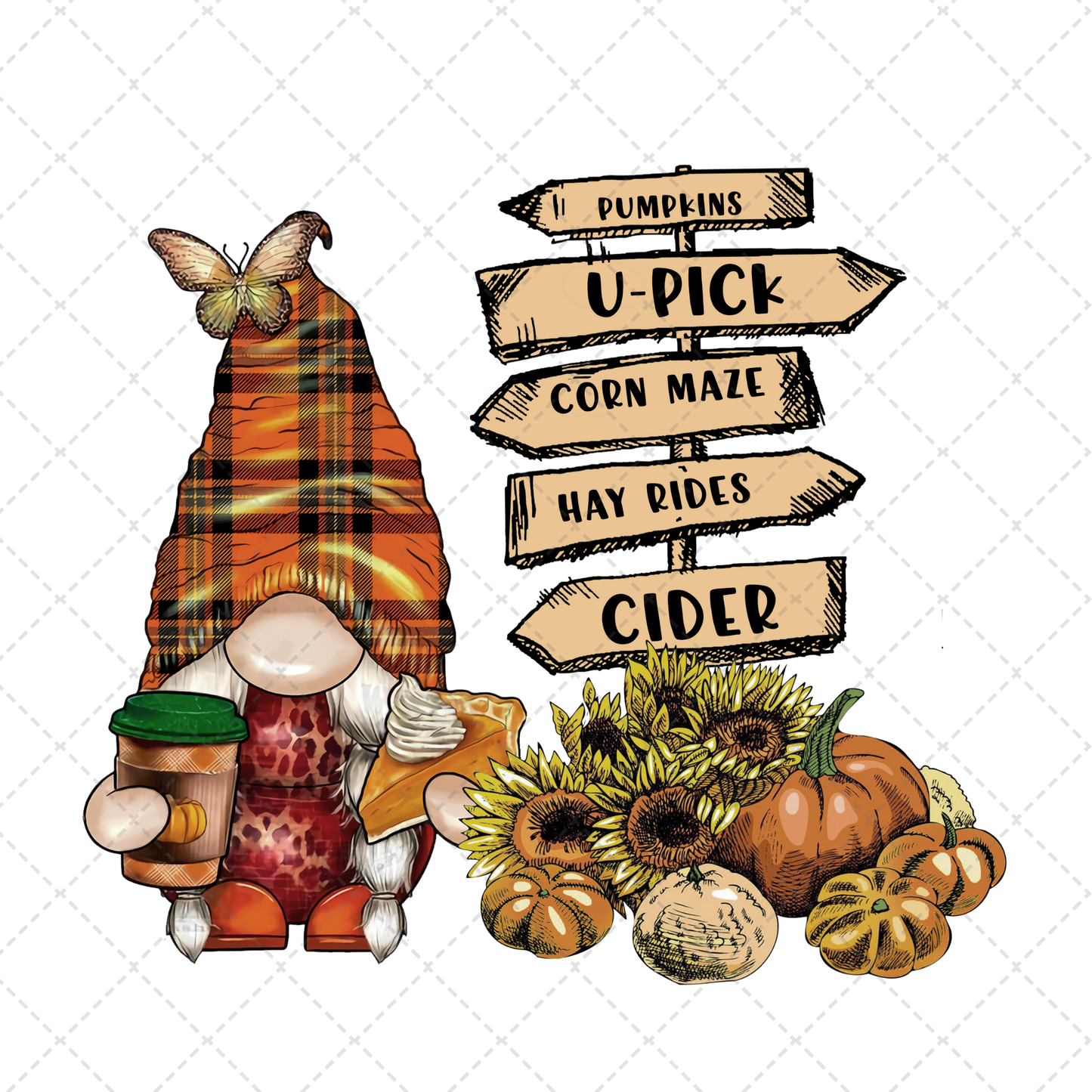 Fall Gnomes Sign Transfer