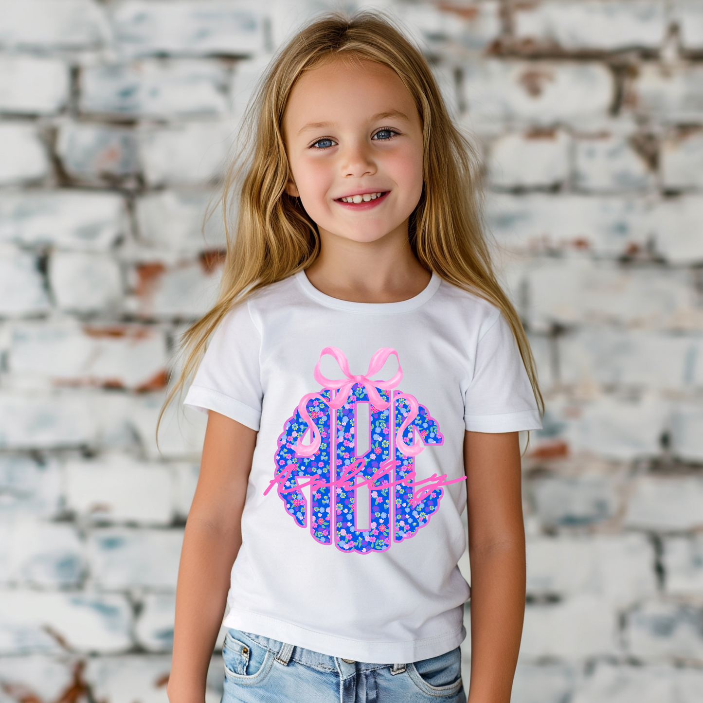 Neon Floral Preppy Coquette - Custom Monogram Transfer