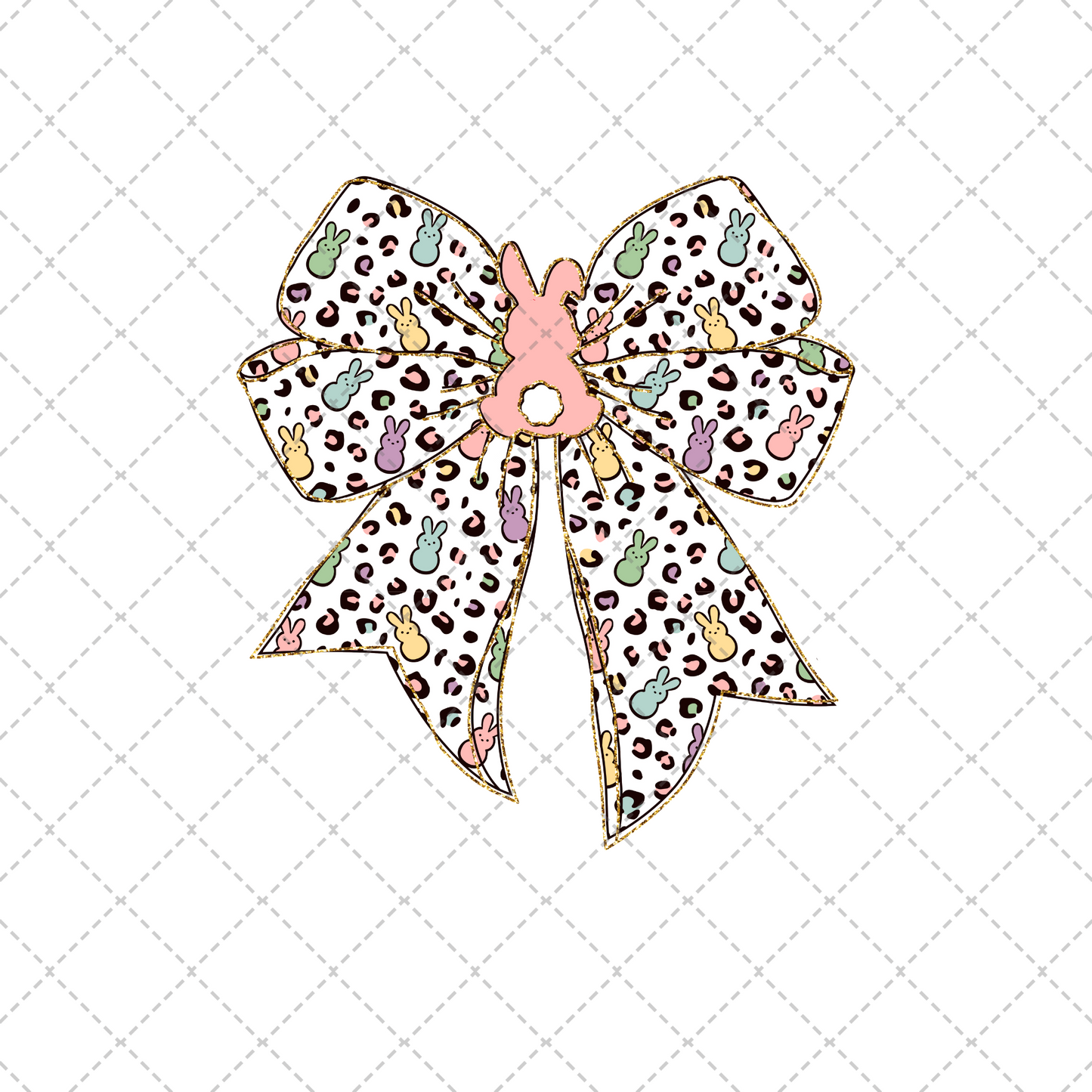 Easter Bunny Leopard Bow Transfer ** TWO PART* SOLD SEPARATELY**