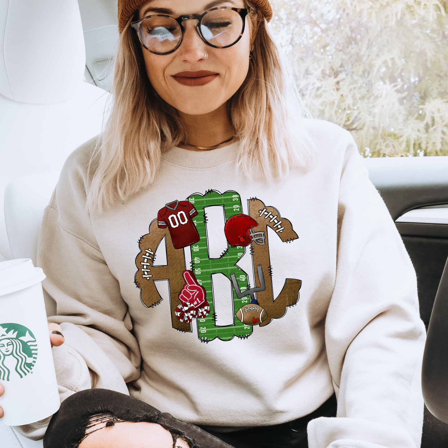 Maroon Football - Custom Monogram Transfer