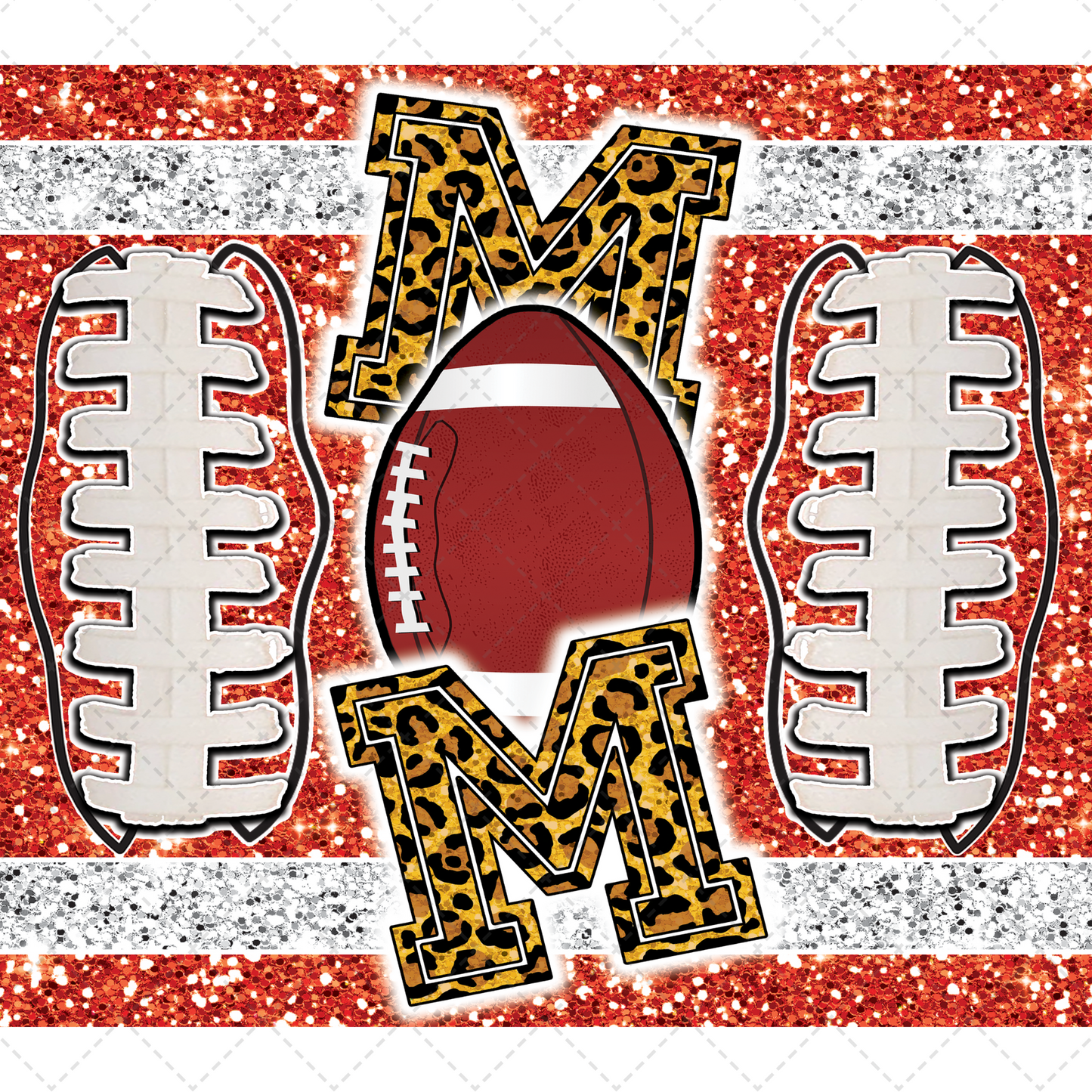 Football Mom Glitter Tumbler- Sublimation Transfer