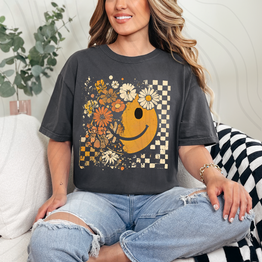Fall Checkered Smiley Transfer