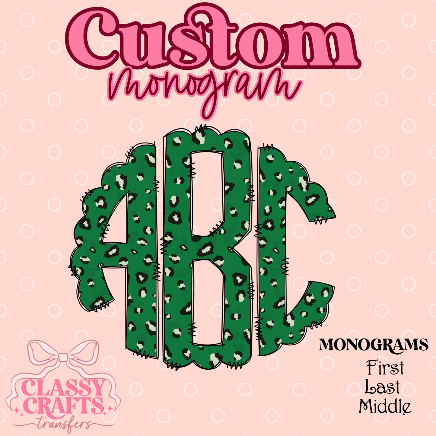St.Patrick's Day Green Leopard - Custom Monogram Transfer