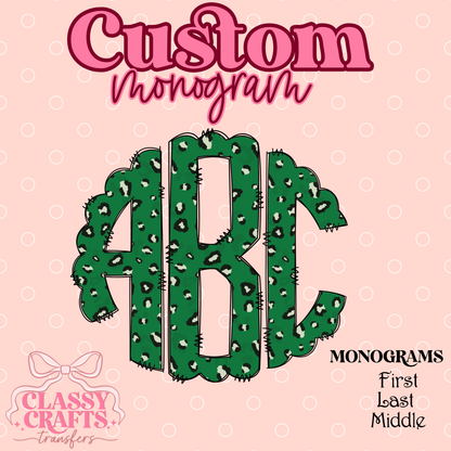 St.Patrick's Day Green Leopard - Custom Monogram Transfer