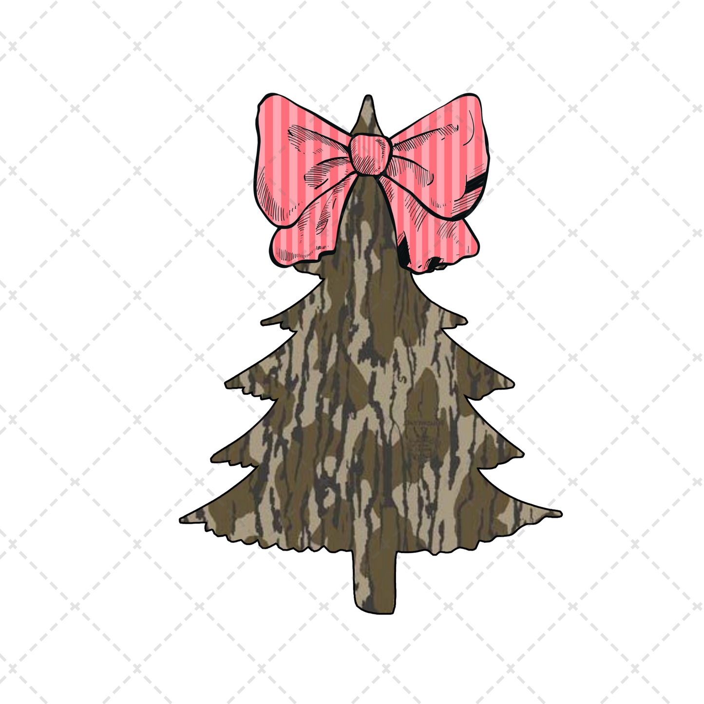 Camo Christmas Tree Pink Bow Transfer