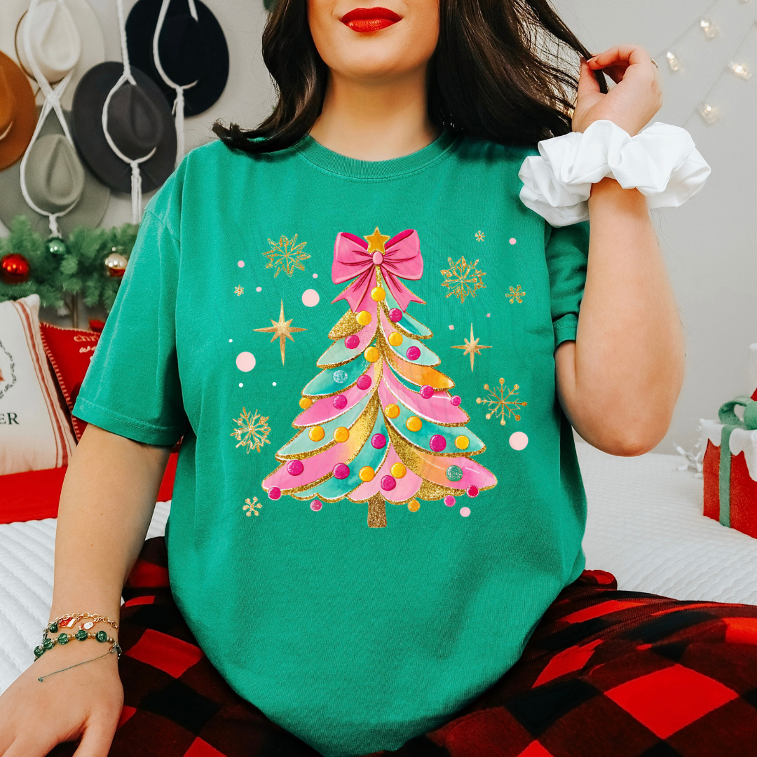 Colorful Coquette Glitter Christmas Tree Transfer