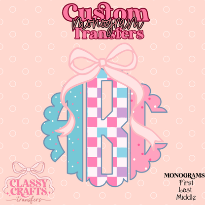 Multi Color Pastel - Custom Monogram Transfer
