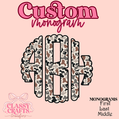Camo - Custom Monogram Transfer