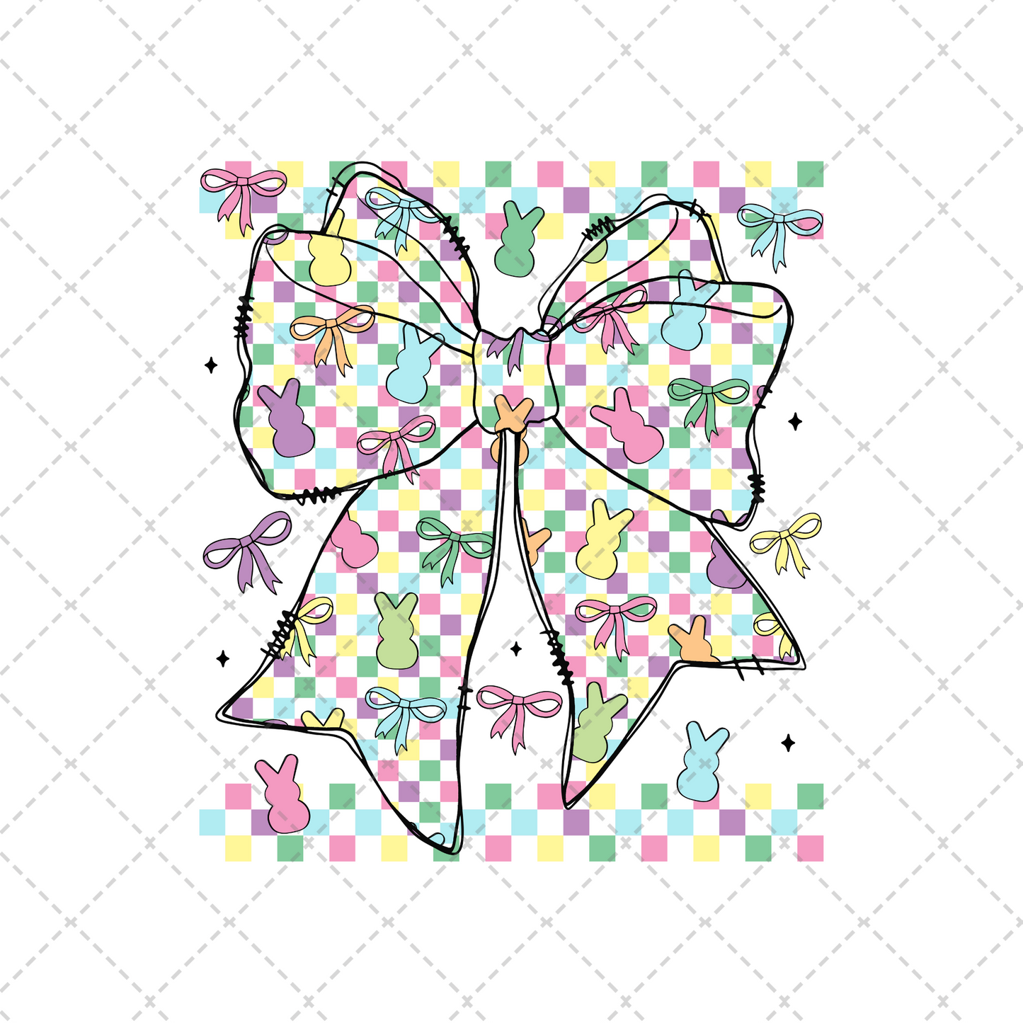 Retro Color Bow Transfer