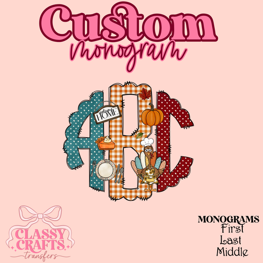 Thanksgiving - Custom Monogram Transfer