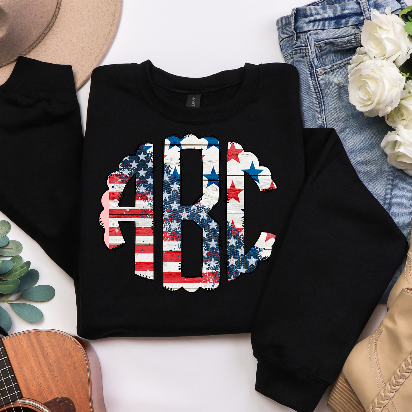 Stars And Stripes - Custom Monogram Transfer