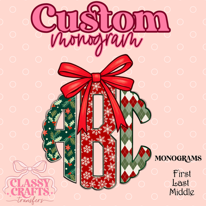 Coquette Christmas Sweater - Custom Monogram Transfer