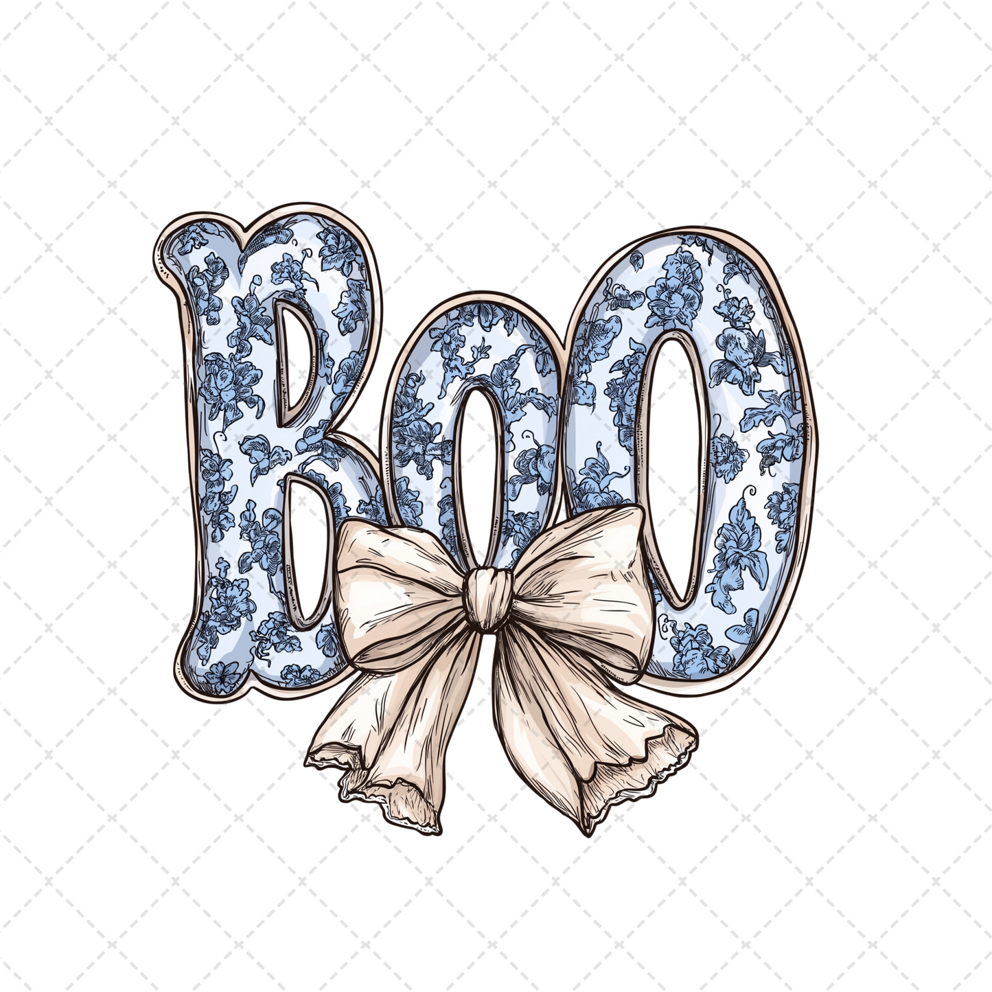 Blue Chinoiserie Boo Transfer