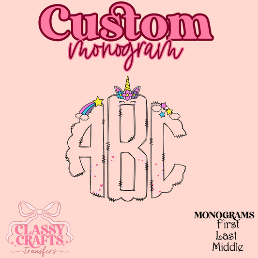 Unicorn Magic -  Custom Monogram Transfer