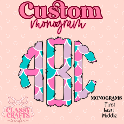 Mermaid - Custom Monogram Transfer