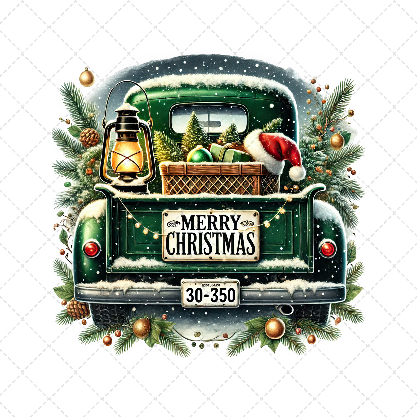 Green Merry Christmas Truck Transfer