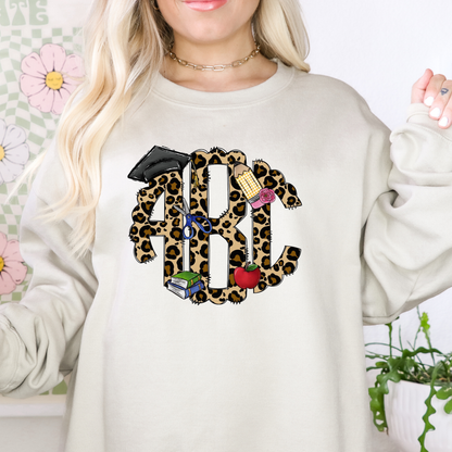 Leopard Back To School - Custom Monogram Transfer