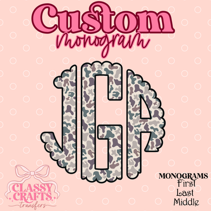 Retro Camo - Custom Monogram Transfer