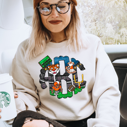 Orange Football Tiger - Custom Monogram Transfer