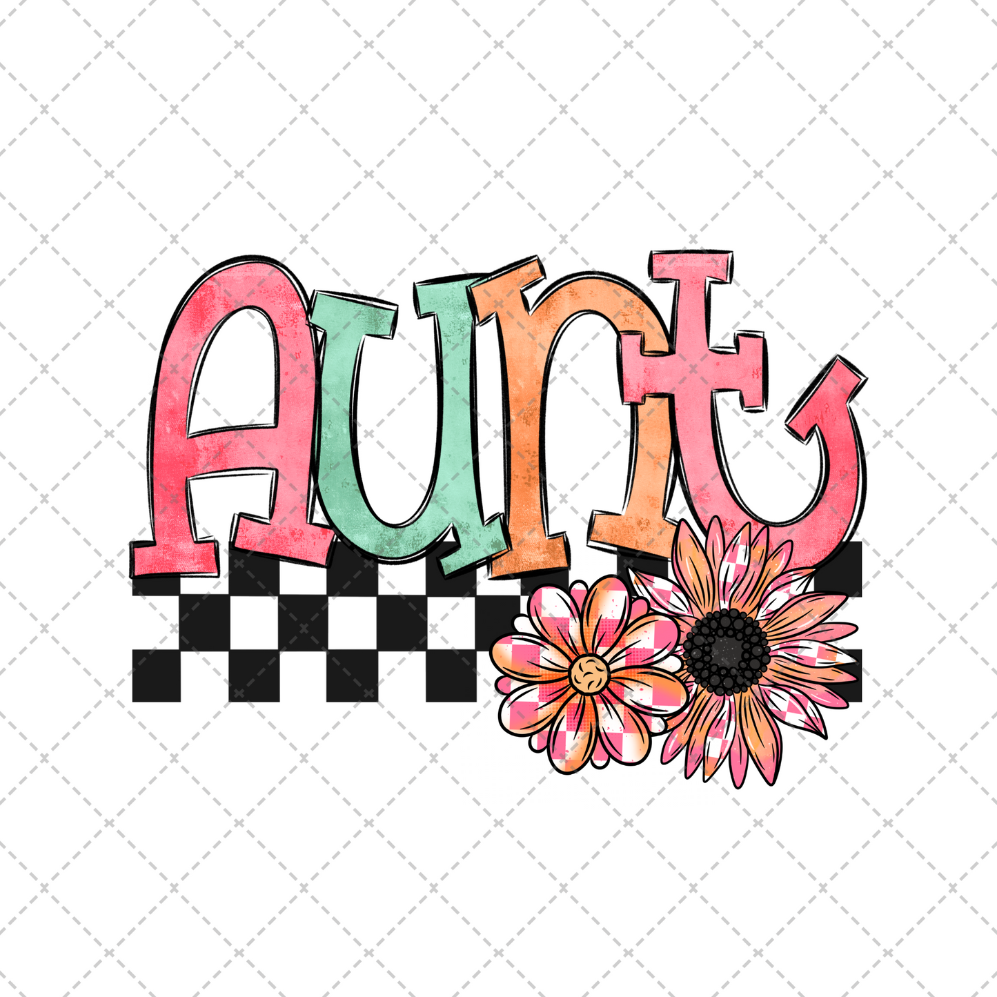 Retro Floral Aunt Transfer