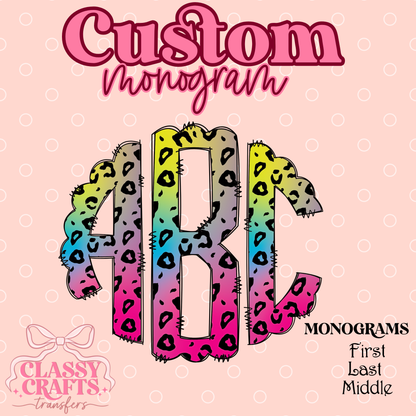 Neon Leopard - Custom Monogram Transfer