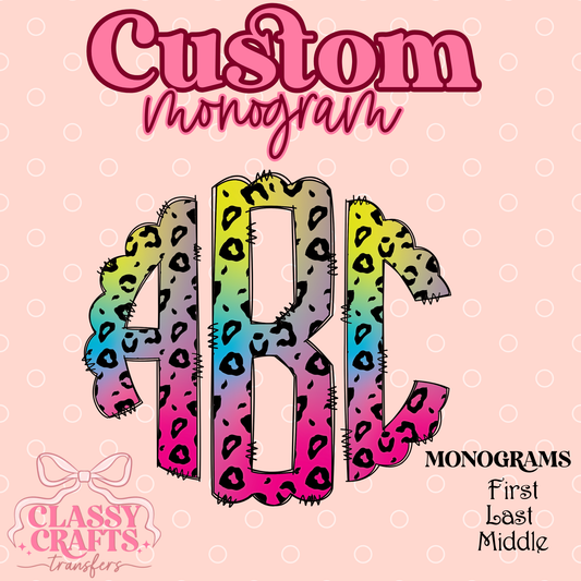 Neon Leopard - Custom Monogram Transfer