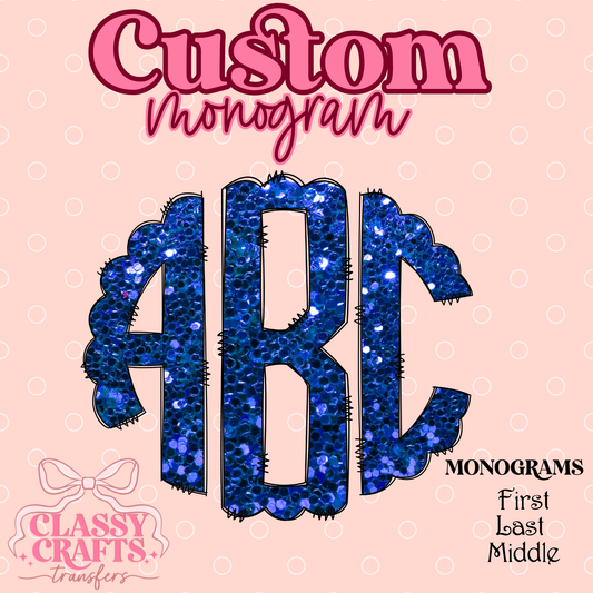 Navy Blue Chunky Glitter - Custom Monogram Transfer