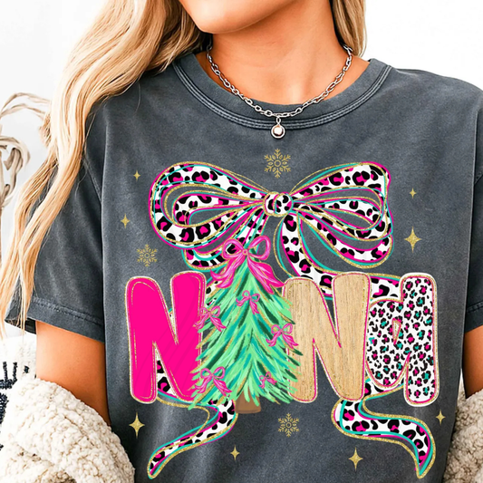 Pink Cheetah Christmas Nana Transfer