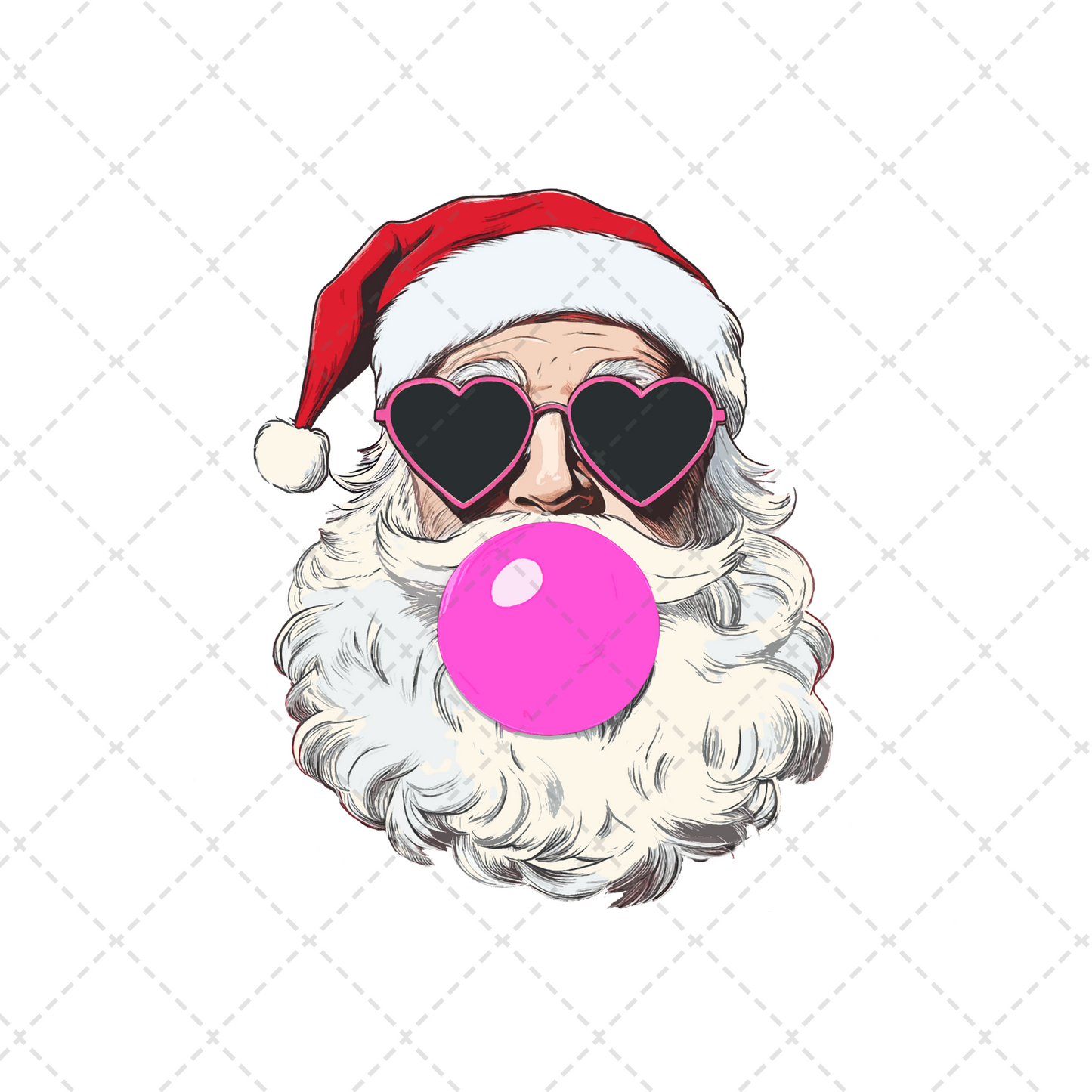 Pink Bubblegum Santa Transfer