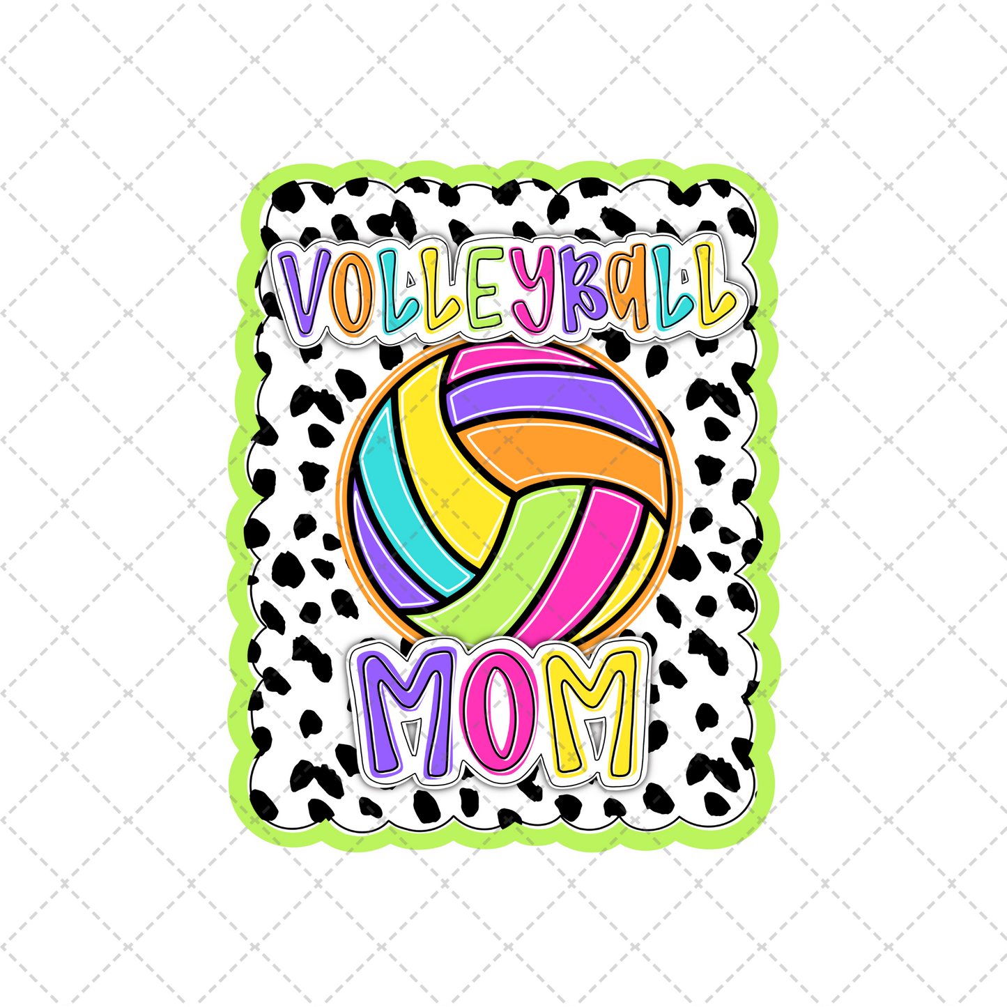 Bright Dotty Volleyball Mom Transfer ** TWO PART* SOLD SEPARATELY**