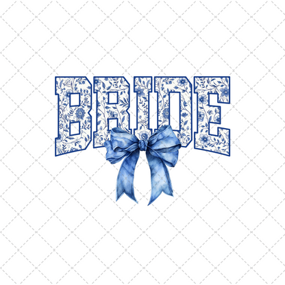 Blue Floral Bride Transfer