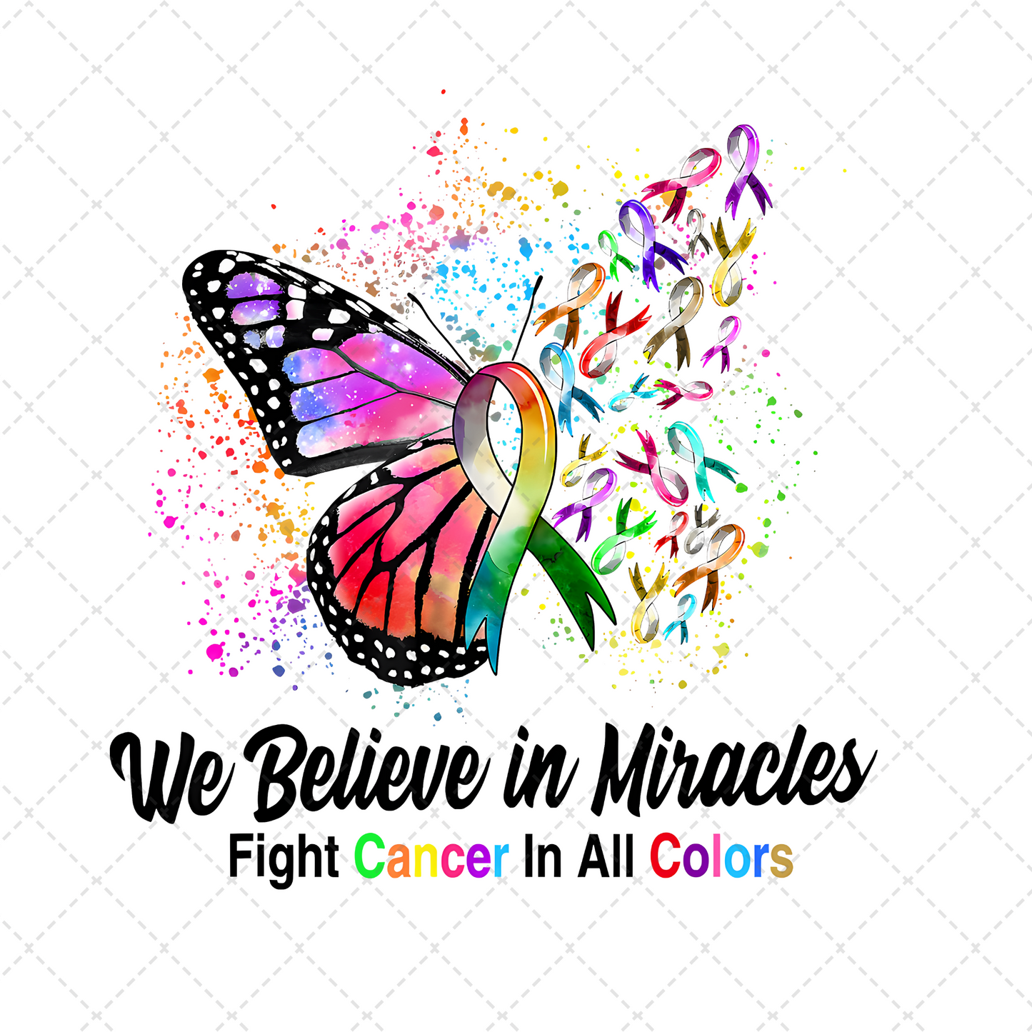 Fight Cancer In All Colors Butterfly Transfer