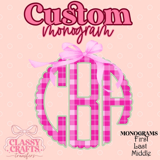 Floral -Coquette Bow - Custom Monogram Transfer
